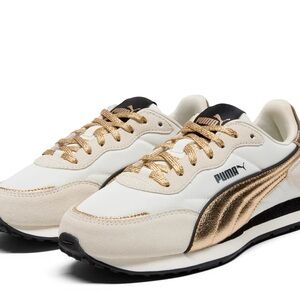 Puma Women's White and Gold Sneakers